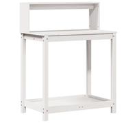 Plant Table Made of Solid Pine Wood White 82.5 x 50 x 109.5 cm with Shelves for Garden, Patio, Balcony and Living Room for Plant Storage and Decoration