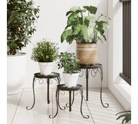 Plant Table Set 3pc Terracotta & Black Mosaic Ceramic Top Iron Frame, 70/60/50cm