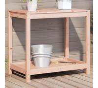 Plant Table Solid Wood Douglas Fir with Shelf 82.5 x 50 x 75 cm for Garden Patio Balcony Sturdy Flower Stand and Plant Rack for Storage and Decoration Indoor Outdoor Use