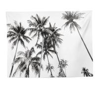 Plant Tapestry, Black and White Palm Tree Tapestry, 5x6.5ft Tropical Branches Silhouette Wall-Mounted Tapestry for Living Room Bedroom Office Decorations