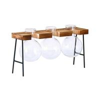 Plant Terrariums With Wooden Stand Desktops Glass Planter Bulb Vase For Hydroponics Plant Flower Home Decorations