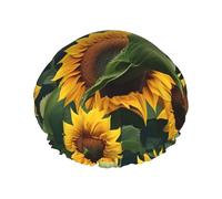 Plant theme sunflower shower cap with double layer, hold your hair well whether it is showering or bathing.