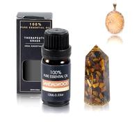 Plant Therapy Sandalwood Essential Oil 100% Pure Undiluted Natural Aromatherapy 10ml Citrine Crystal Cluster Necklace Tiger Eye Crystal Ogan Hexagonal for Relaxation Yoga Reiki Gift