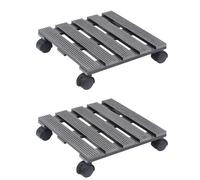 Plant trolley 4-pack Grey WPC 30cm Dia x 7.5cm H 360° Castors 2 Brakes 100kg Set