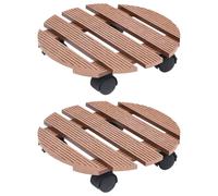 Plant Trolley Brown WPC Ø30x7.5cm 100kg 360° Castors 2pc Outdoor with Brakes Set