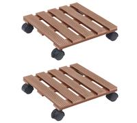 Plant Trolleys WPC Brown 30x30x7.5 cm 2pcs Heavy Duty 360deg Rotating Castors UK