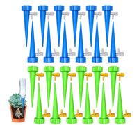 Plant Watering Devices, Automatic Plant Waterer with Self Watering System, Plant Watering Spikes for Indoor Plants, Set of 24 in Blue and Green, Dimensions 10 x 10 x 2.54 cm
