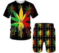 Plant Weeds 3D Print Men's T-Shirt and Beach Board Shorts Set Summer Tracksuit 2 Piece Set