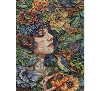 Plant Woman Paint by Numbers for Adults with Frame, Large Paint by Number Canvas Kits, DIY Color Oil Painting Acrylic Paints with Brushes, Hobbies for Adults Women, Home Wall Decor Gifts 40x60cm J8-83
