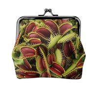 Plant Women's Leather Kiss-Lock Coin Purse,Double-Sided Full Print Pattern,Ultra-Fine Fiber Leather,Small Clutch Wallet for Cash,Cards,Coins