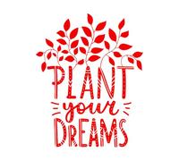 Plant Your Dreams Inspiring Phrase Bush Leaves Wall Decals PVC 51x63.7cm Removable Without Leaving Glue Red