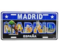 Planta Color Madrid Decorative License Plate 30 x 15 cm - Metal Wall Plaque with Monuments and Text "Madrid Spain" - Modern Design for Garage, Bar, Bedroom, Office - 4 Holes (Madrid)