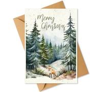 Plantable Christmas Cards - 5 Different Woodland Animal Designs | Eco-Friendly Wildflower Seed Paper Cards with Envelopes | Sustainable Holiday Greeting Cards (Merry Christmas Fox Design)