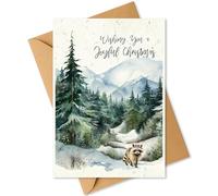 Plantable Christmas Cards - 5 Different Woodland Animal Designs | Eco-Friendly Wildflower Seed Paper Cards with Envelopes | Sustainable Holiday Greeting Cards (Joyful Christmas Racoon Design)