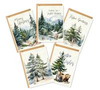 Plantable Christmas Cards - 5 Different Woodland Animal Designs | Eco-Friendly Wildflower Seed Paper Cards with Envelopes | Sustainable Holiday Greeting Cards (Mixed 5-pack)