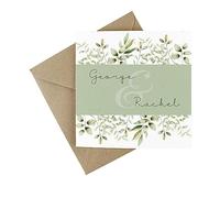 Plantable Custom Wedding Day Card - Eco-Friendly Wildflower Seeded Greeting Celebration Card - Green Leaves Foliage Personalisable Card