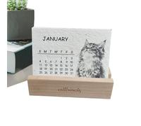 Plantable Desk Calendar - 2026 Desktop Planner with Wooden Base Monthly Featuring Eco Friendly Paper That Grows Into Plants & Compact Stand for Home Office School Classroom Dorm Studio