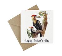 Plantable Fathers Day Card - Eco-Friendly Wildflower Seed Greeting Card -Amazon Jungle Happy Fathers Day Father and Baby Bird