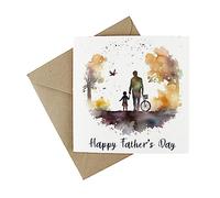 Plantable Fathers Day Card - Eco-Friendly Wildflower Seed Greeting Card - Happy Fathers Day Bicycle Ride Forest Walk