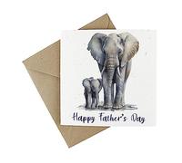 Plantable Fathers Day Card - Eco-Friendly Wildflower Seed Greeting Card - Happy Fathers Day Father and Baby Elephant