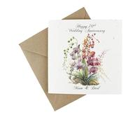 Plantable Floral Parents Anniversary Milestone Card - Eco-Friendly Wildflower Seeded Greeting Card - Mum & Dad 70th Platinum Wedding Anniversary