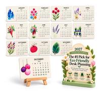 Plantable Seed Calendar 2027 Monthly Desk Cards with Easel and Floral Art | Keep Dates in View at Home or in The Office with Twelve Illustrated Sheets for A Quick Reference Without Hanging Anything Up