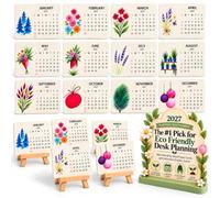 Plantable Seed Calendar 2027 Monthly Desk Cards with Easel and Floral Art | Keep Dates in View at Home or in The Office with Twelve Illustrated Sheets for A Quick Reference Without Hanging Anything Up