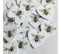 Plantable Seed Paper Hearts 50 - Printed Bee Wedding Favours For Guests - Seed Cards That Grow Wildflowers - Funeral Favours Childrens Wedding Favours Funeral Gifts (Early Bumblebee)