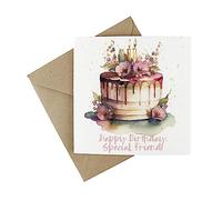 Plantable Seeded Happy Birthday Card - Eco-Friendly Wildflower Greeting Card - Special Friend Birthday Cake & Candles