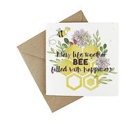 Plantable Wedding Day Card - Bumble Bee Eco-Friendly Wildflower Seeded Greeting Celebration Card - May Life Together Bee Filled With Happiness