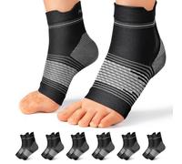Plantar Fasciitis Sock (6 Pairs) for Men and Women, Compression Foot Sleeves with Arch and Ankle Support (Black, Large)