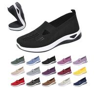 Plantar Fasciitis Trainers Womens Trainers Wide Fit Wedge Shoes Slip On Arch Support Tennis Sneakers Breathable Mesh Orthopedic Wedge Trainer Non Slip Soft Sole Canvas Shoes Women Black 5.5