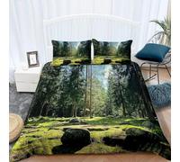 Plantation Print Single Duvet Cover Sets Green Pattern Bedding Set 3D Print Quilt Cover 135x200 cm Soft Microfiber Bed Sets with Zipper Closure and 2 Pillowcases y-1190