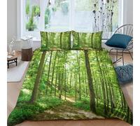Plantation Trees Single Duvet Cover Sets Green Plants Bedding Set 3D Print Quilt Cover 135x200 cm Soft Microfiber Bed Sets with Zipper Closure and 2 Pillowcases y-1232