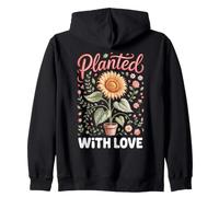 Planted With Love Sunflower Floral Botanical Gardening Zip Hoodie