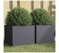 Planter 2pcs Anthracite Galvanised Steel 32x30x29cm Modern Outdoor Rustproof Set