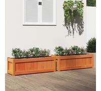 Planter 2x Solid Pine Raised Garden Planters Wooden Flower Beds Outdoor brown 90