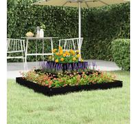 Planter 3-Tier Solid Pine Wood Raised Garden Bed Black Pine Outdoor 80x80x27 cm