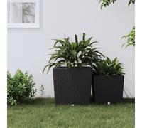 Planter Anthracite 64L PP Rattan Look 40x40x41cm with Removable Inner Box Pack