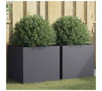Planter Anthracite Galvanised Steel 49x47x46 cm Weatherproof Modern Garden Box.