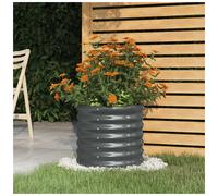 Planter Anthracite Galvanised Steel Round 40x36 cm Raised Garden Bed Heavy-Duty