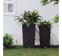Planter Anthracite PP Rattan Look 32.5x32.5x61cm Removable Inner 49L for Balcony
