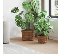 Planter Basket Brown 35x35x24cm Kubu Rattan with Removable Waterproof Liner Eco
