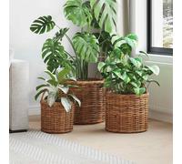 Planter Basket Storage 40 x 54 cm Natural Brown Kubu Rattan Set of 3