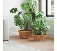 Planter Basket Storage 44 x 39 x 37.5 cm Natural Brown Kubu Rattan Set of 2