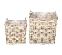Planter Basket Grey Lacak Rattan 45x45x54cm Waterproof Liner & Handles Foldable