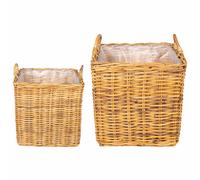 Planter Basket with Storage GENDT 2 pcs Kubu Rattan Decor Holder Rustic vidaXL
