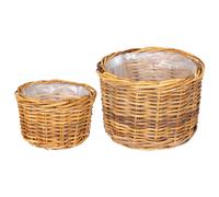 Planter Basket with Storage GENDT 2 pcs Kubu Rattan Decor Woven Outdoor vidaXL