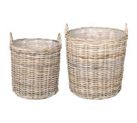 Planter Basket with Storage GENDT 2 pcs Kubu Rattan Decorative Indoor vidaXL