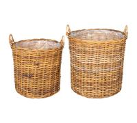Planter Basket with Storage GENDT 2 pcs Kubu Rattan Decorative Indoor vidaXL